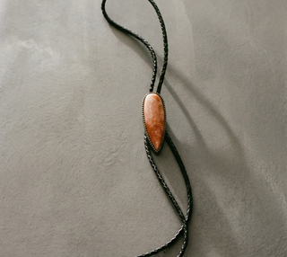 Rhodonite spear bolo tie