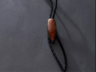 Rhodonite spear bolo tie