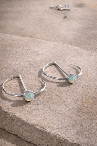 Opal Jane Hoop Earring (Silver)